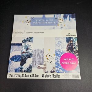 New Recollections Scrapbooking Paper Pad Winter Scene 48 Sheets Snowy 12" x 12"